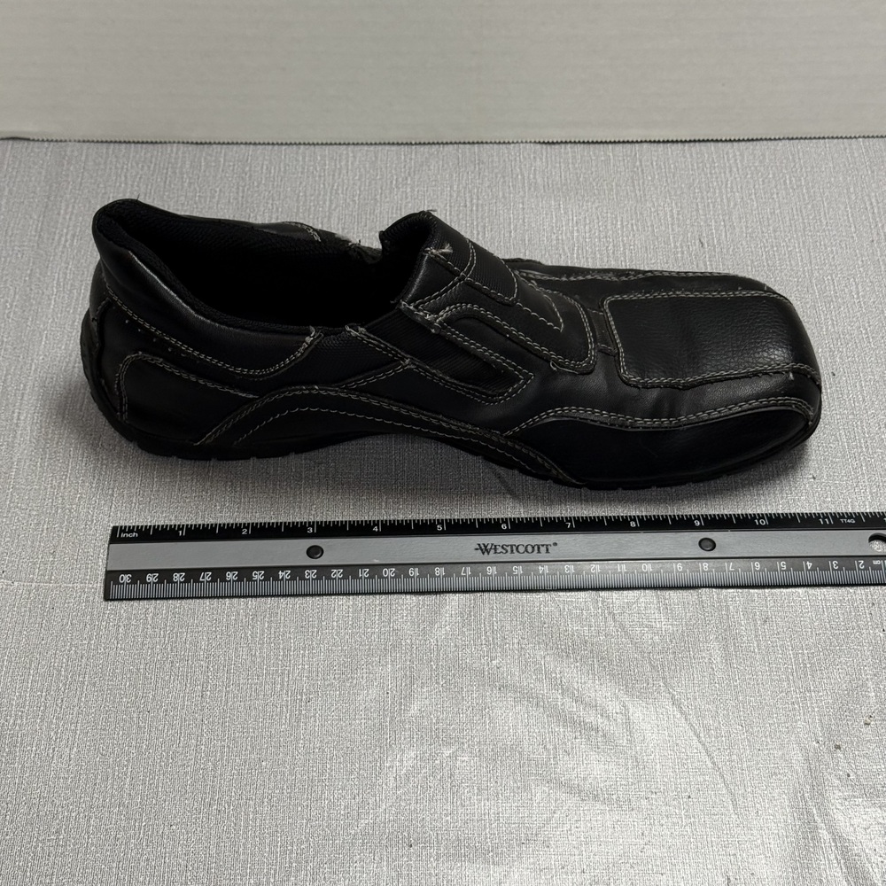 Mens Size 10 Black Leather Slip On Shoes Slip Resistant Sole - Picture 9 of 9